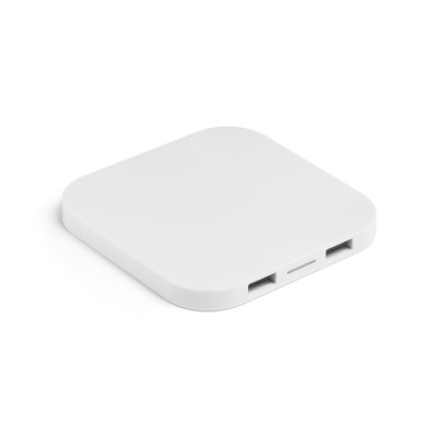 CAROLINE. Carregador wireless super rápido 15W com HUB 2 portas USB-A em ABS reciclado (60 rABS)